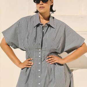 Tobie Mini Shirt Dress by Exquise (from Anthropologie) - 2X - black/white stripe